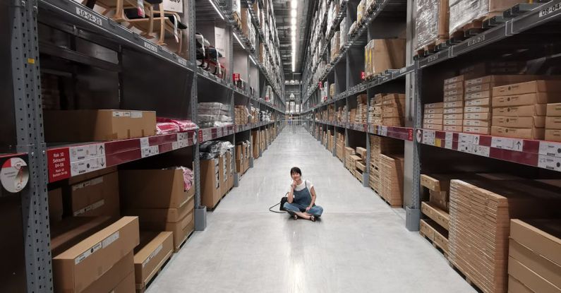 Inventory Management - Person Sitting on Ground Between Brown Cardboard Boxes