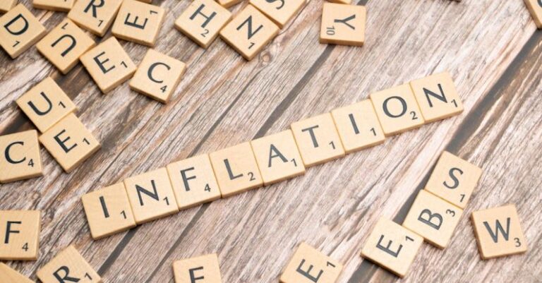 Consumer Spending - The word inflation is spelled out in scrabble letters